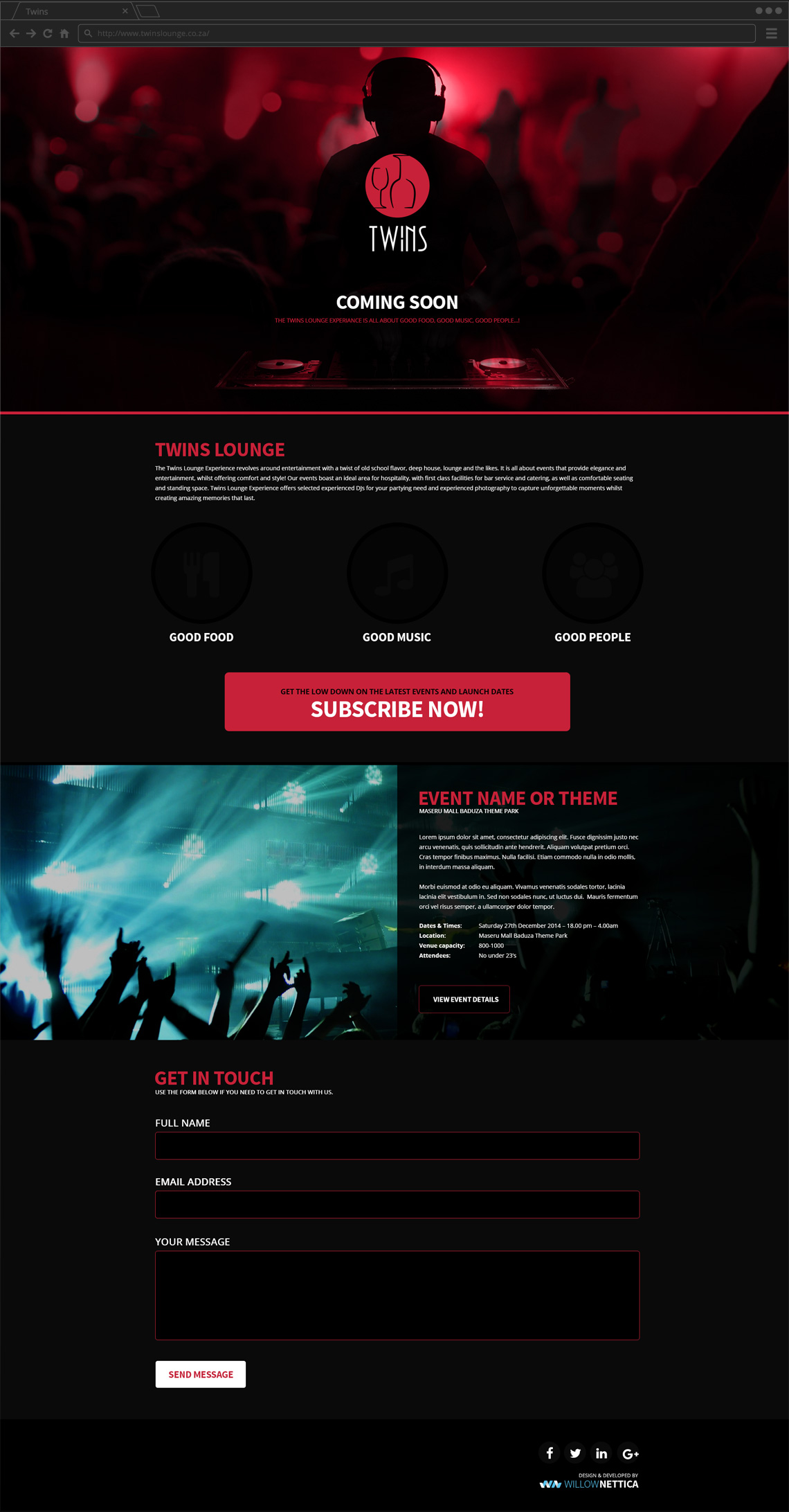 Twins Lounge website